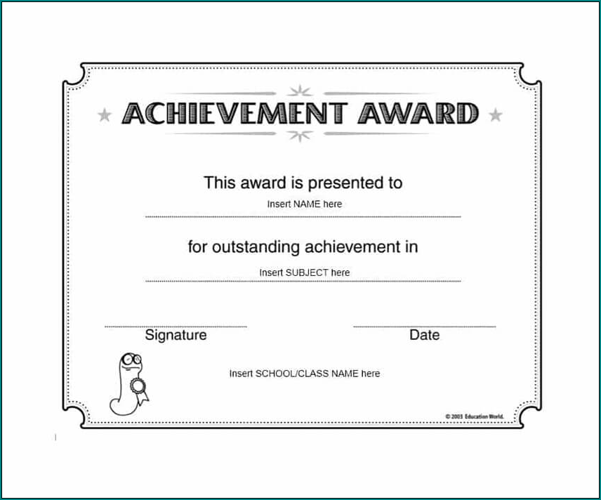 Example of Award Certificate Template Word