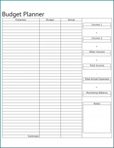 Example of Budget Planner Template