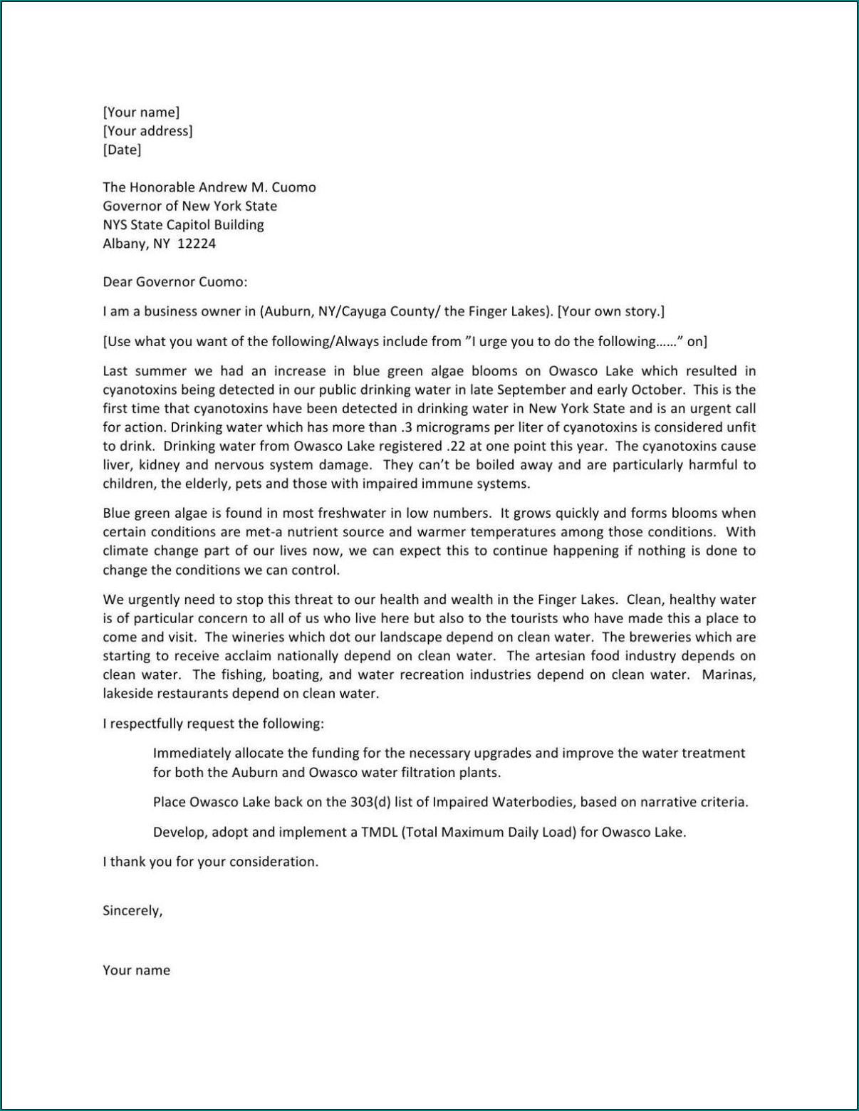 Example of Business Letter Writing
