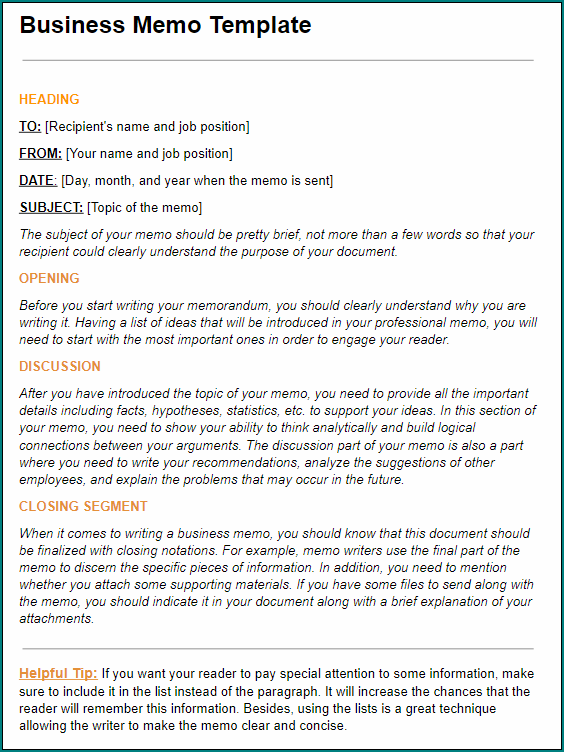 Example of Business Memo