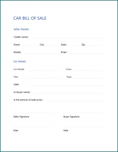 Example of Car Deposit Receipt Template
