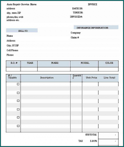 Example of Carpenter Receipt Template Example