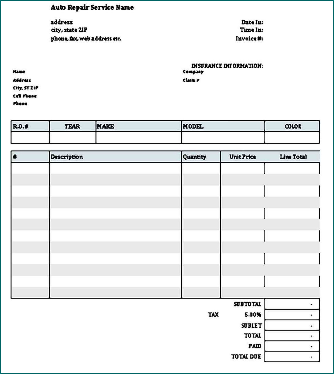 Example of Carpenter Receipt Template Sample