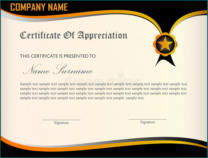 Example of Certificate Of Appreciation Template