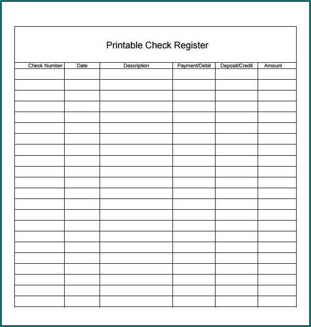 Example of Checkbook Register Template