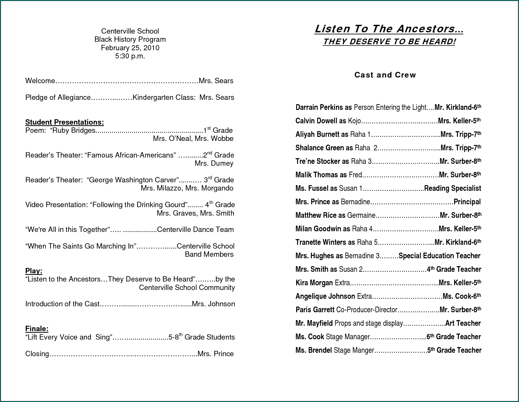 Example of Church Program Template