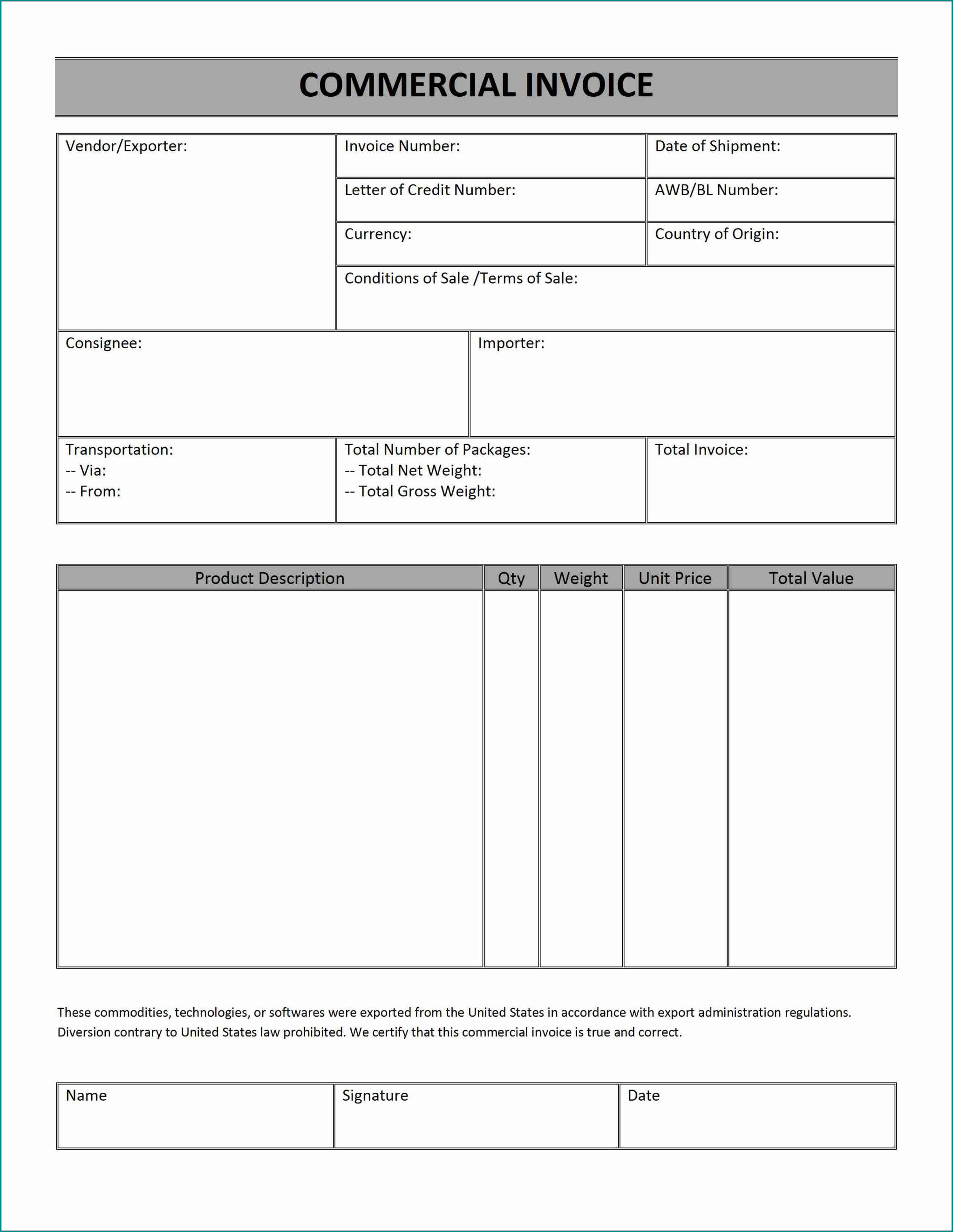 Example of Commercial Receipt Template