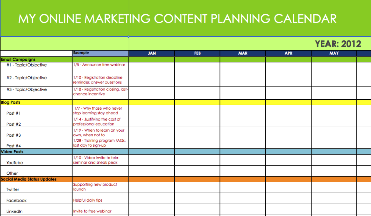 Example of Content Marketing Planning Template Example of Content Marketing Planning Template