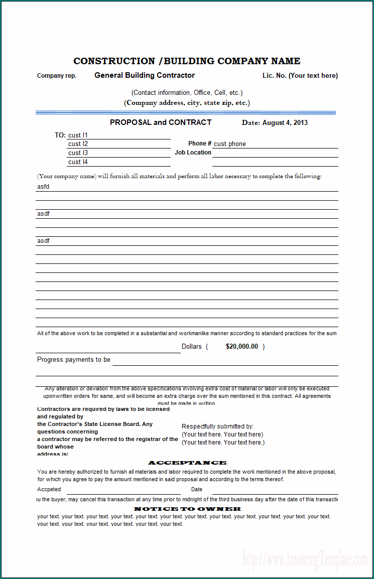 Example of Contractor Proposal Form