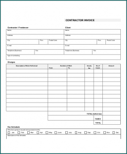 Example of Contractor Receipt Template