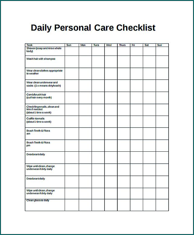 Example of Daily Checklist Template