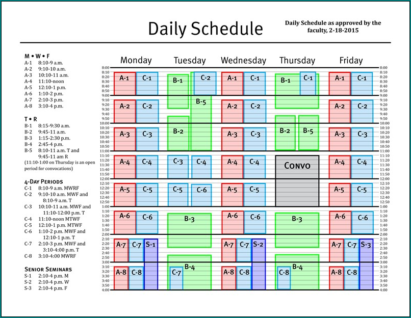 Example of Daily Schedule Template Excel