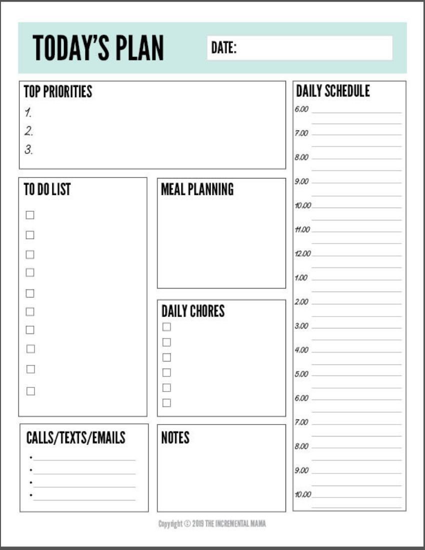 Example of Day-to-day Planner Template Example of Day-to-day Planner Template