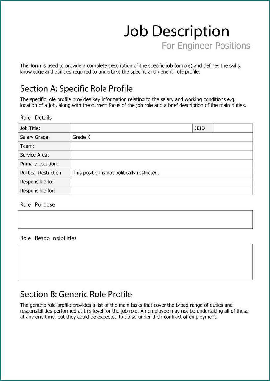 Example of Employee Job Description Template