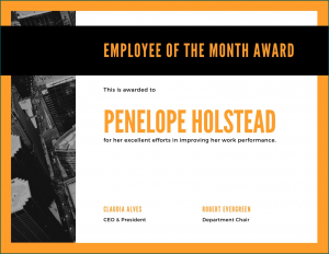 Example of Employee Of The Month Certificate Template