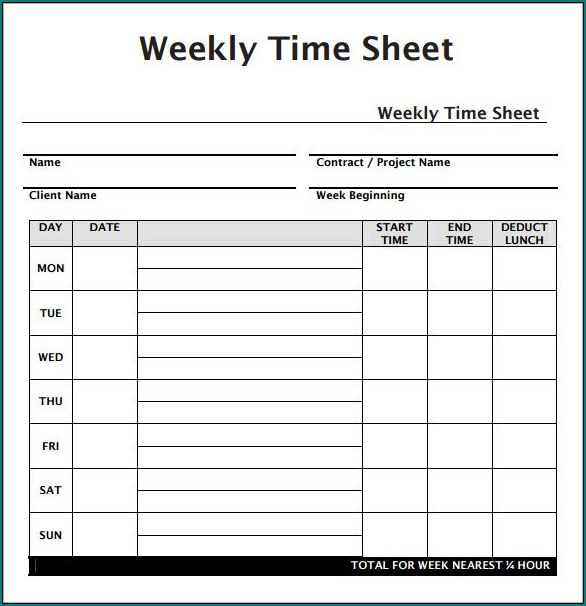 Example of Employee Time Sheet Form