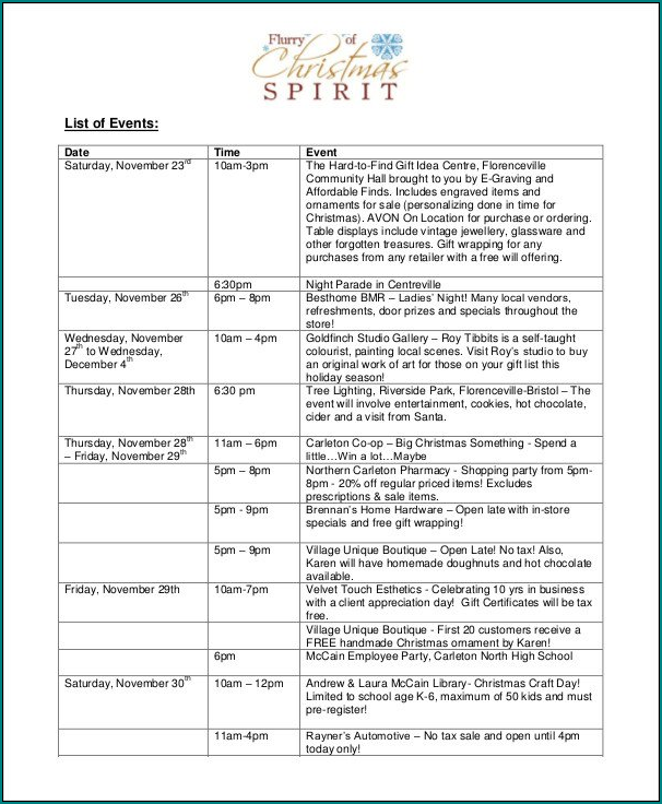 Example of Event Program Template Word