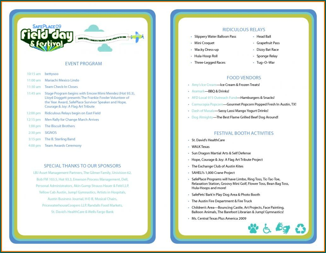 Example of Event Program Template
