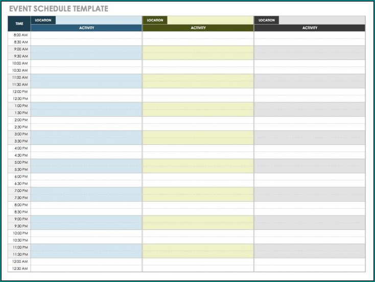 Example of Event Schedule Template