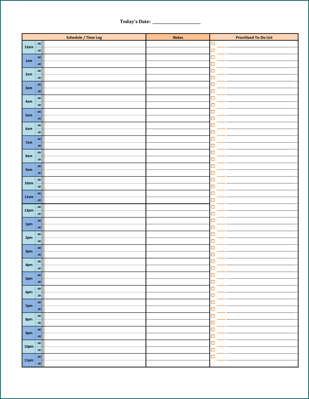 Example of Excel Schedule Template