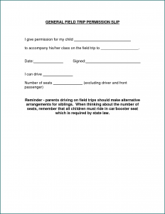 Example of Field Trip Permission Form