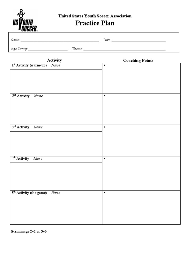 Example of Football Practice Planner Template Example of Football Practice Planner Template