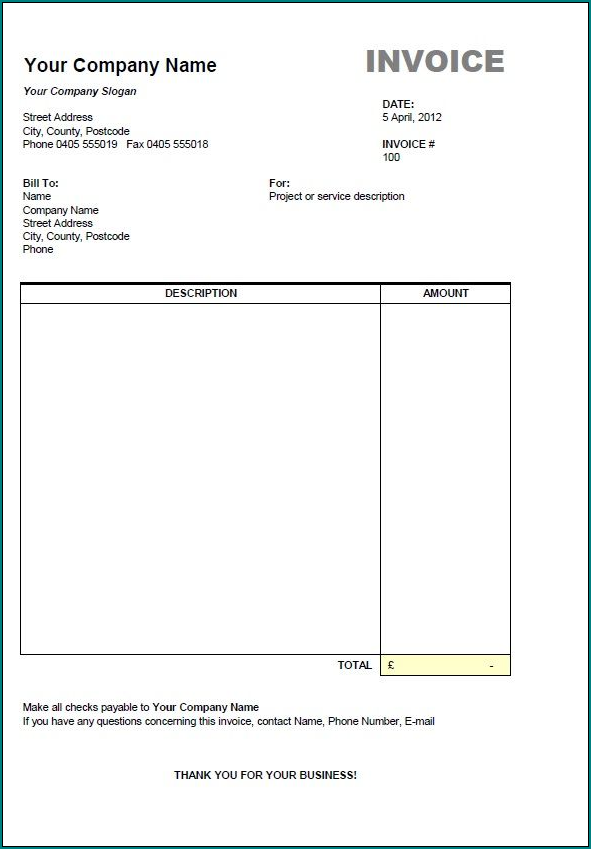 Example of Freelance Invoice Template