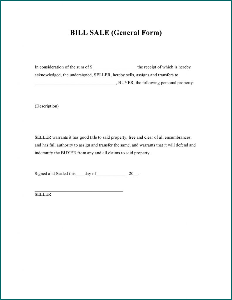 Example of General Bill Of Sale Form