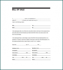 Example of General Bill Of Sale Template