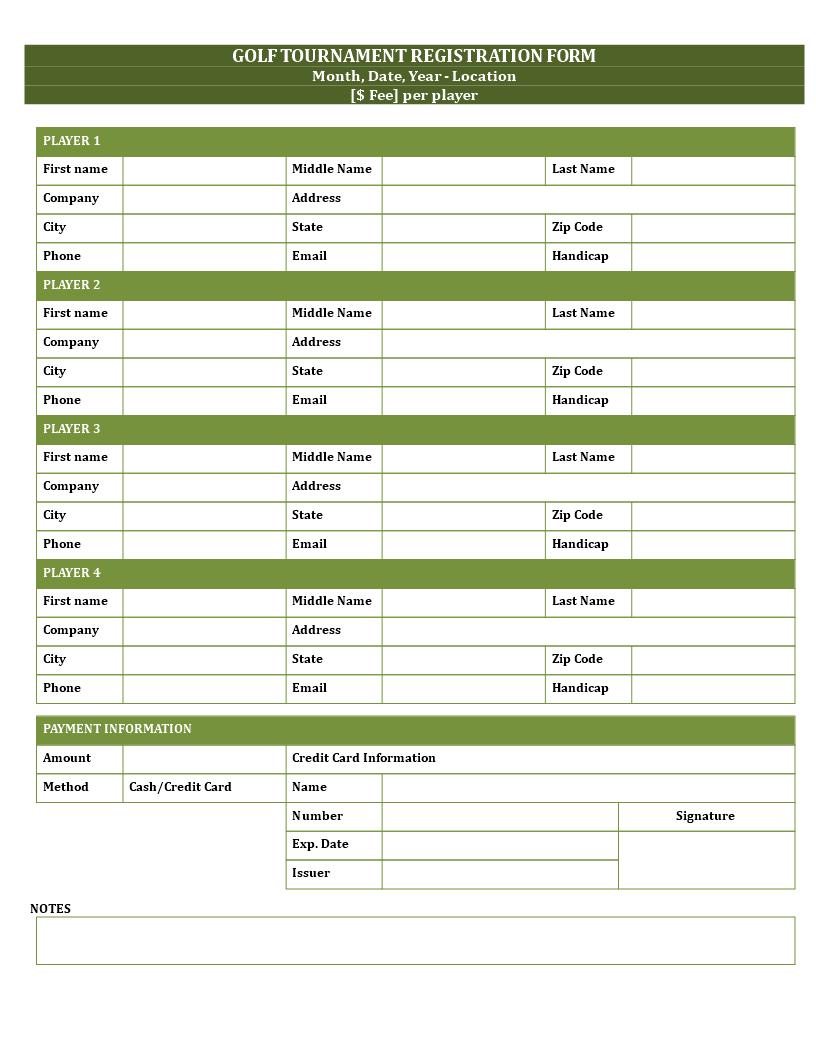 Example of Golf Tournament Planning Template Example of Golf Tournament Planning Template
