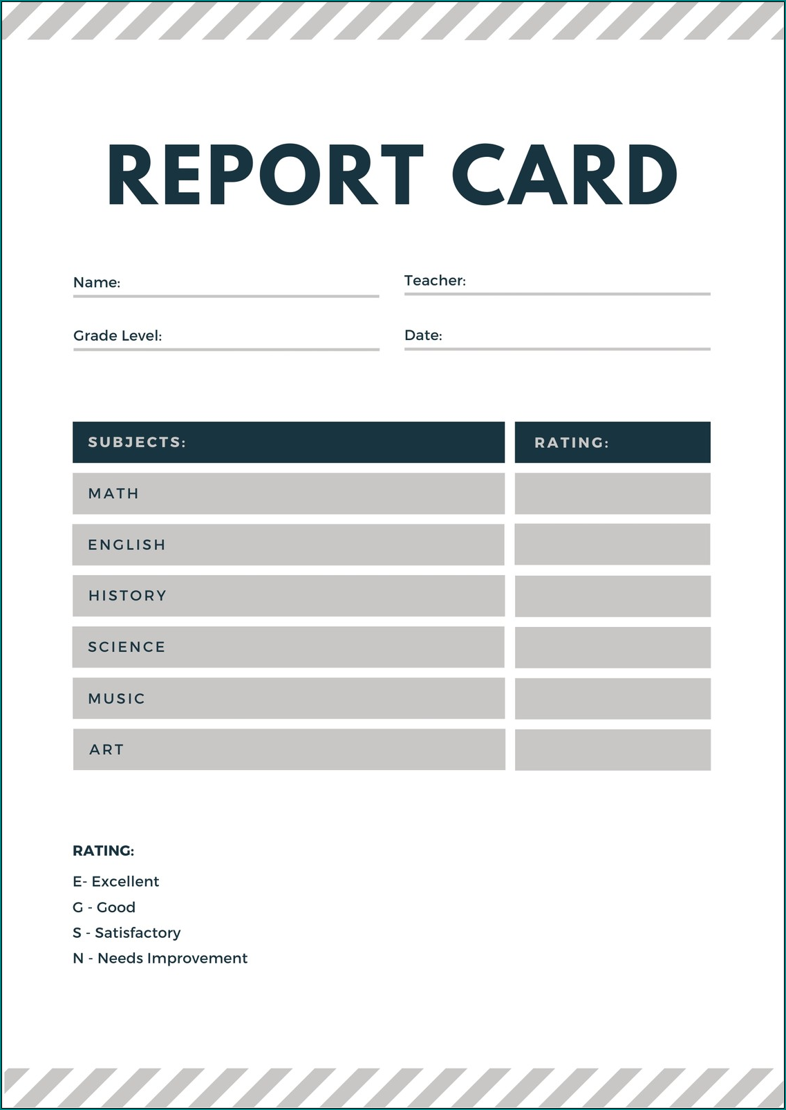 Example of Homeschool Report Card Template
