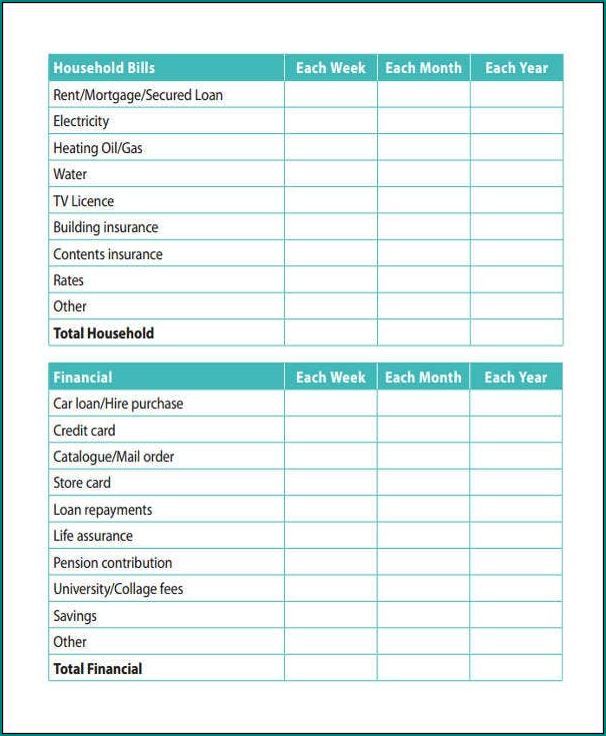 Example of Household Budget Template