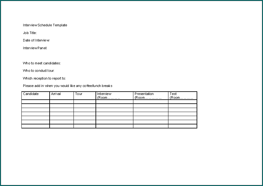 Example of Interview Schedule Template