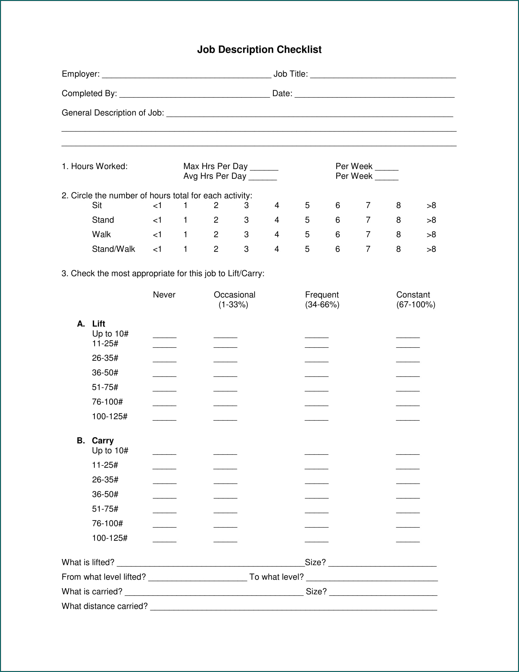 Example of Job Requirement