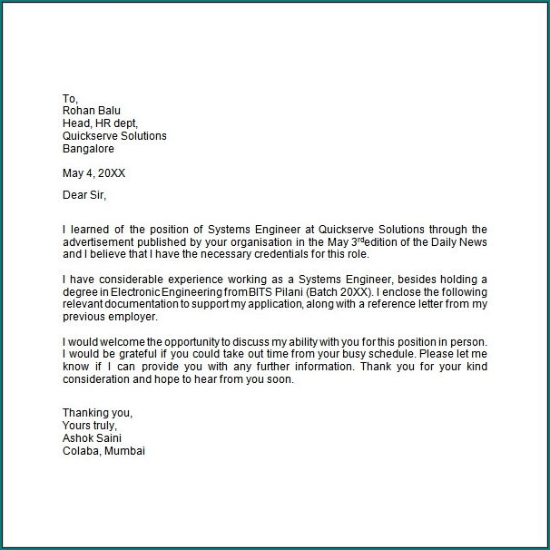 Example of Letter Form