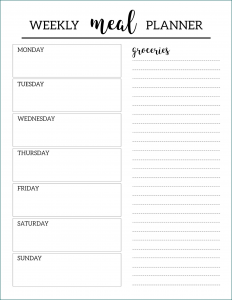 Example of Meal Plan Template