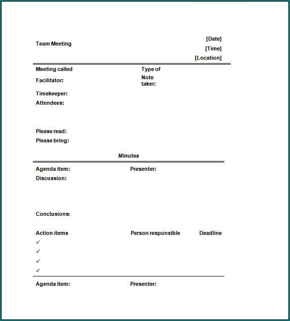 Example of Meeting Minutes Template Word