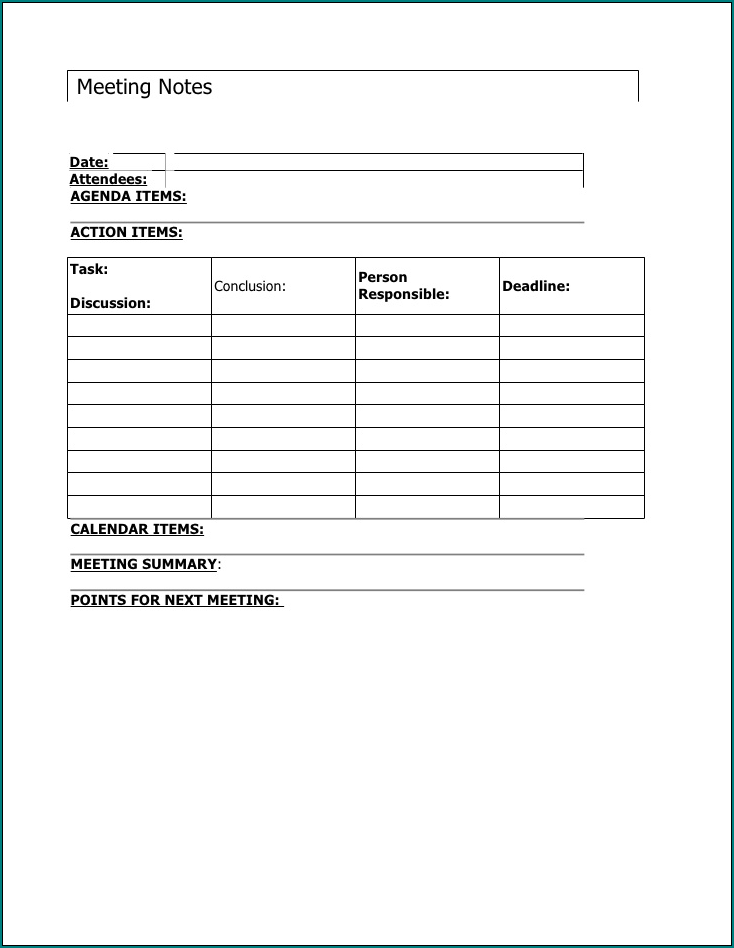 Example of Meeting Notes Template