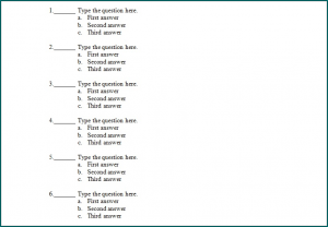 Example of Multiple Choice Template Word