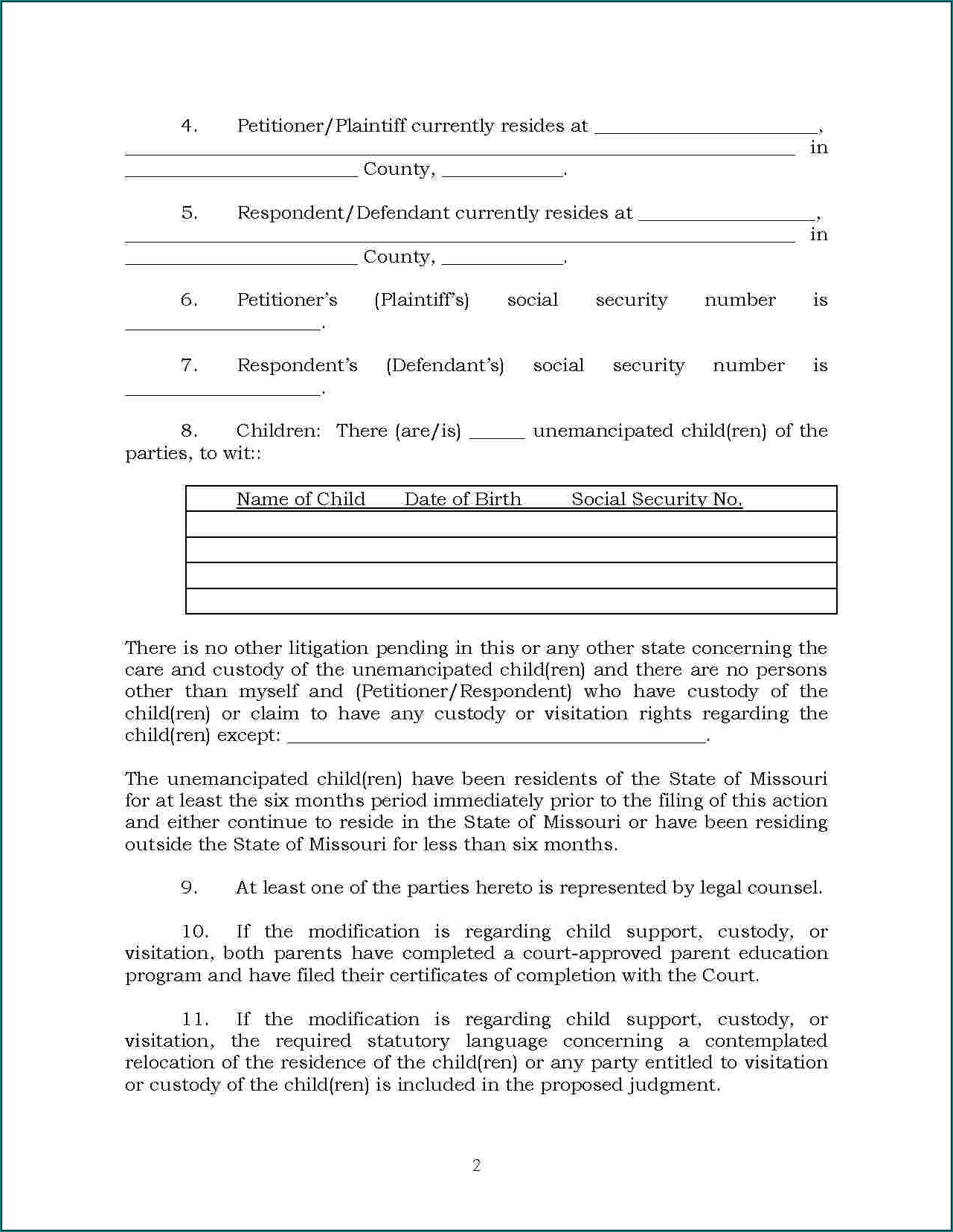 Example of Parenting Schedule Template
