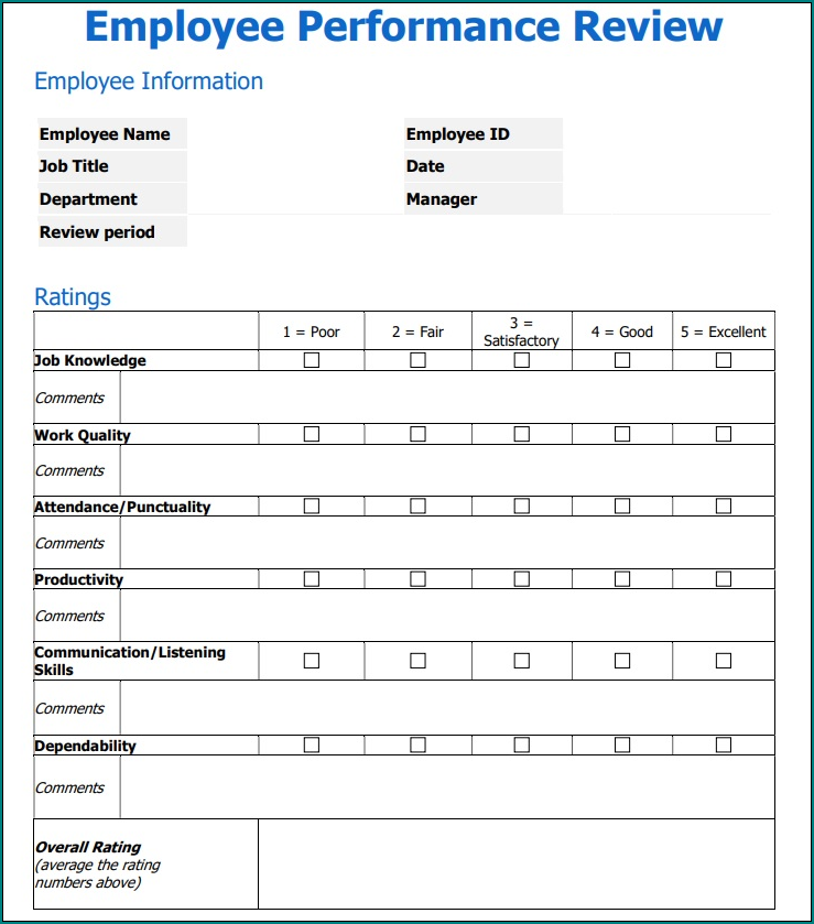 Example of Performance Review Form
