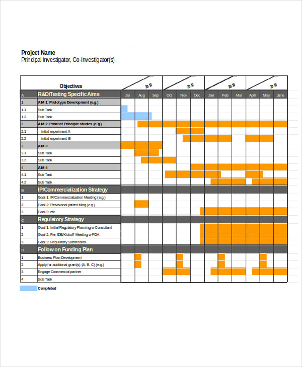 Example of Printable Project Chart Template Example of Printable Project Chart Template