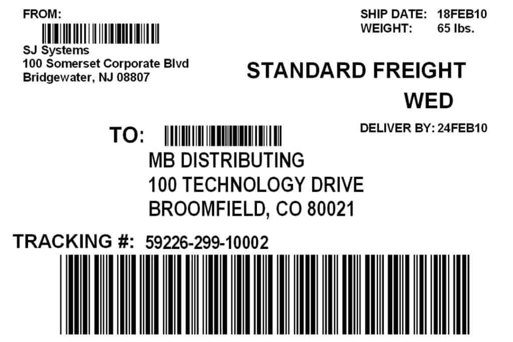 Example of Printable Shipping Label Template Example of Printable Shipping Label Template