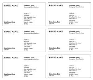 Example of Printable Simple Business Cards Template