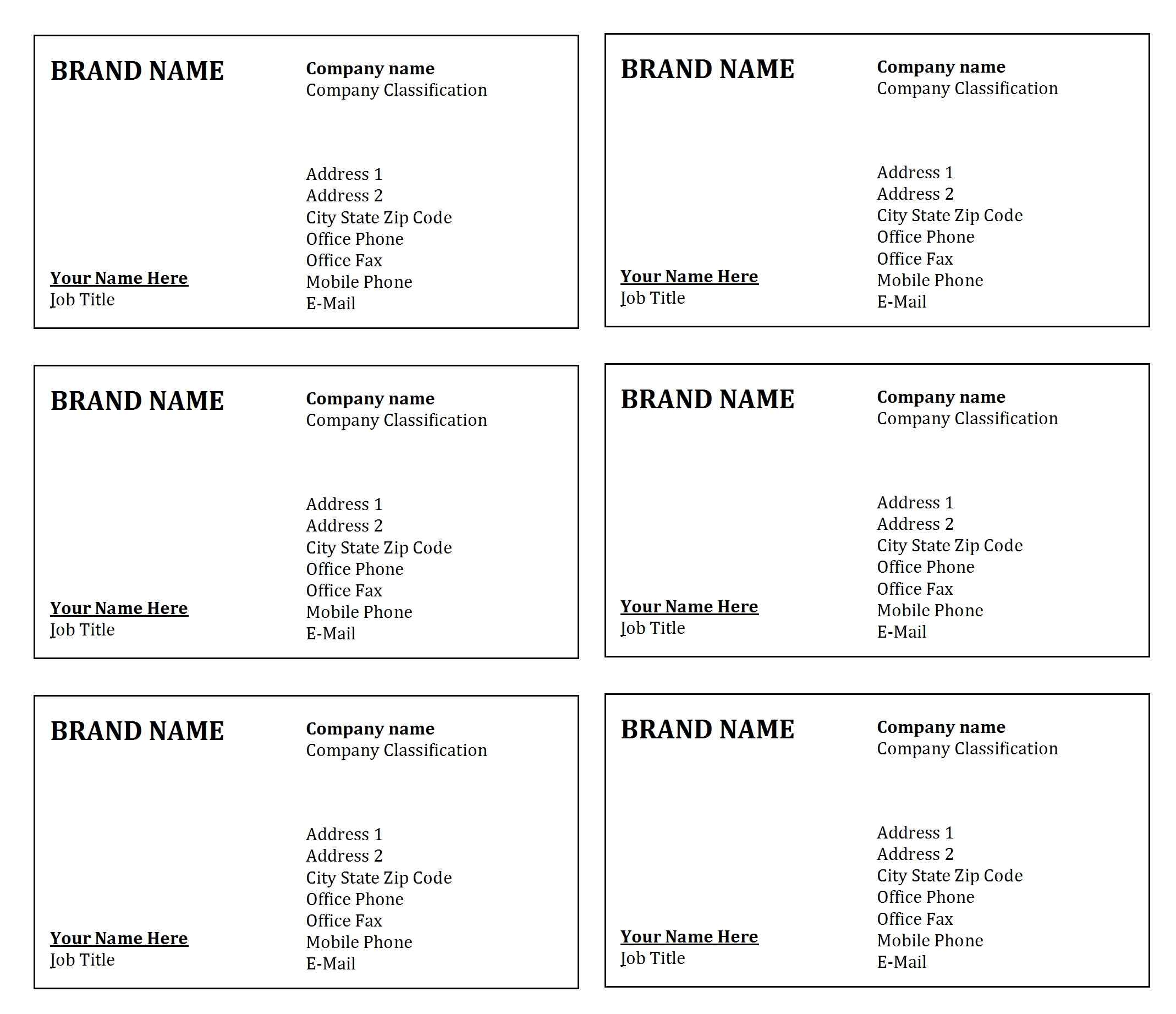 Example of Printable Simple Business Cards Template Example of Printable Simple Business Cards Template