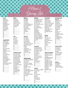 Example of Printable Simple Grocery List Template