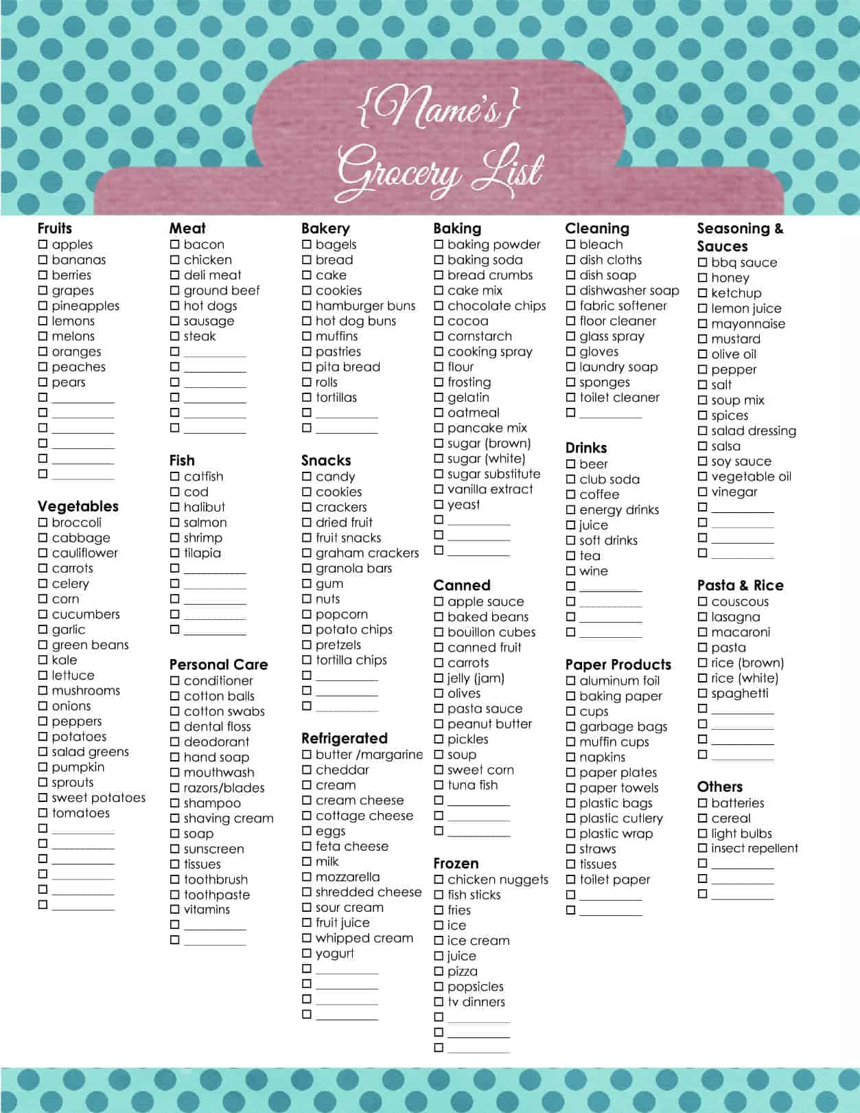 Example of Printable Simple Grocery List Template Example of Printable Simple Grocery List Template