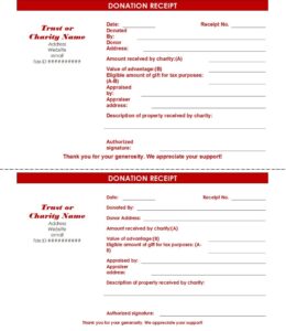 Example of Printable Sponsorship Receipt Template