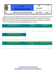 Example of Printable Statement of Compliance Template