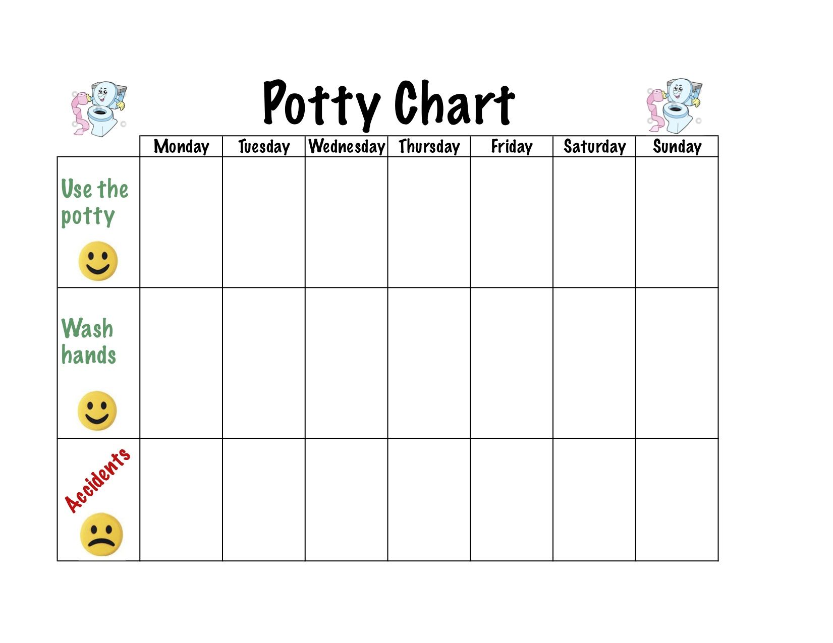 Example of Printable Toilet Chart Template Example of Printable Toilet Chart Template